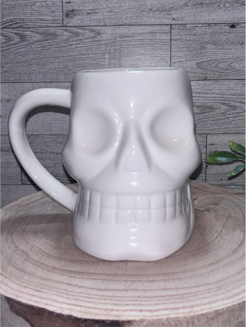 White Ceramic Skull Shaped Coffee Mug